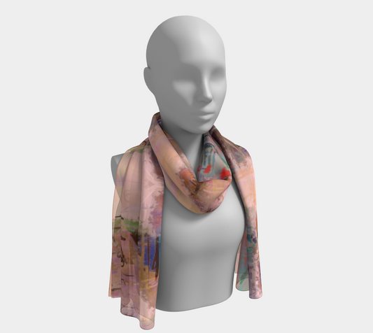 City Blocks (Warm Coral) Long Scarf - - ON VACATION!!! - Back Next Year